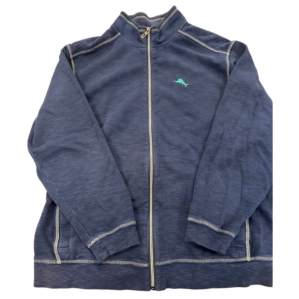 Tommy Bahama Tobago Bay Sweatshirt Jacket Full Zip‎ Blue Casual Sz 1XLB Big Tall
